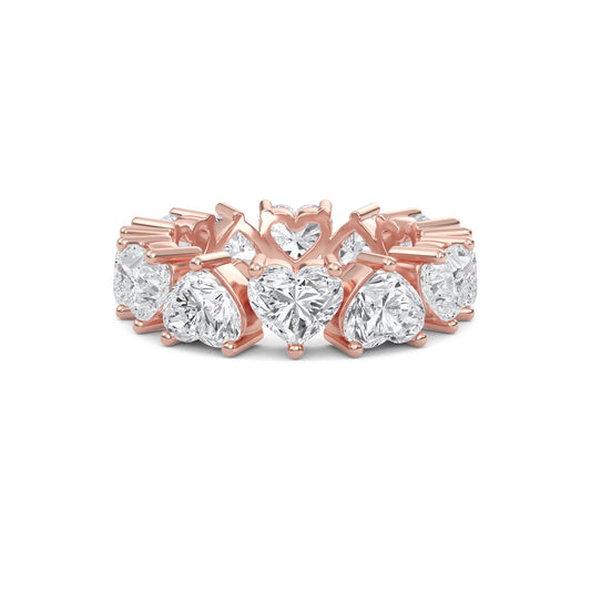 Briar Heart cut lab grown diamond Shared Prong Eternity band Rose Gold ring 5mm for women - elegant and sustainable jewelry by Wenoor