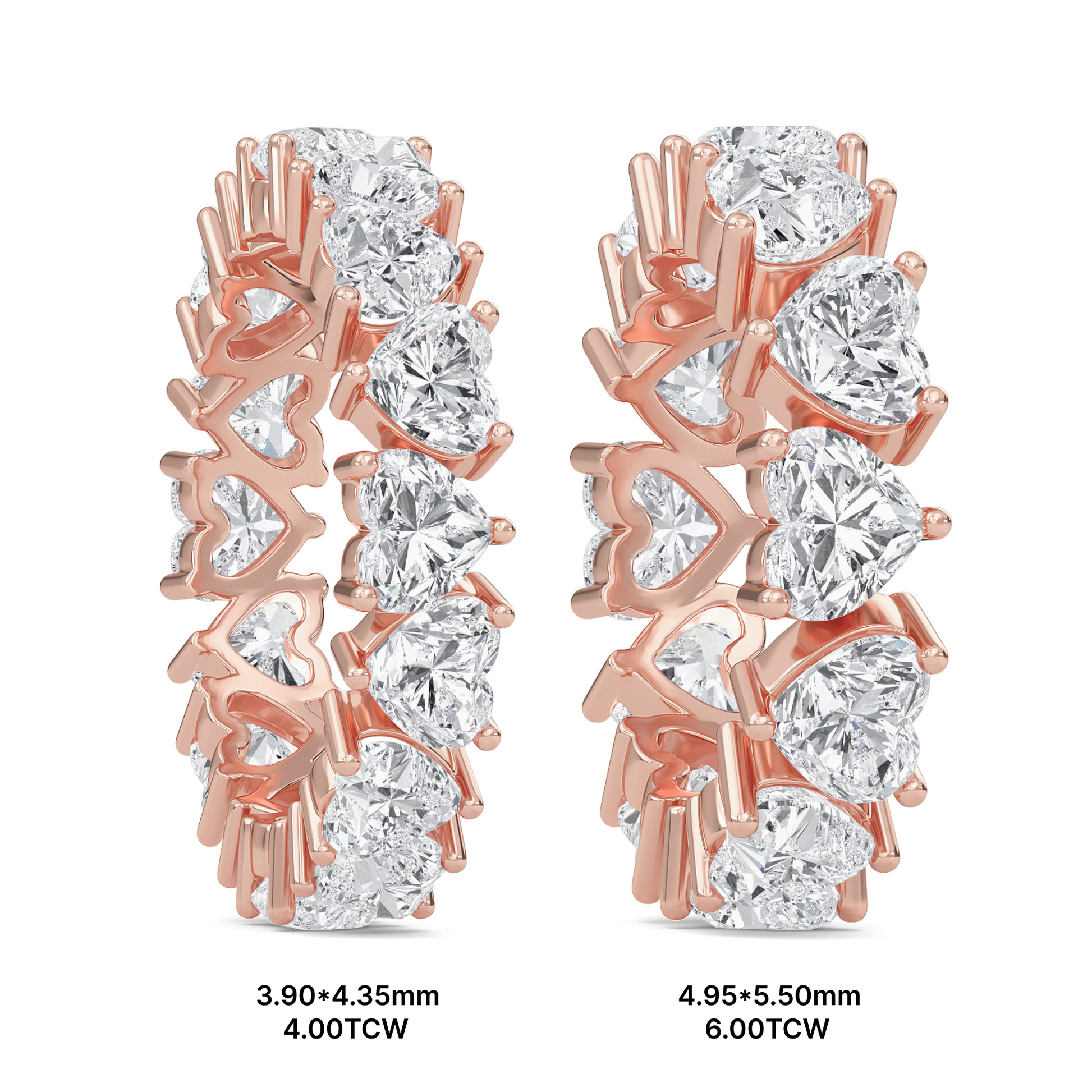 Briar Heart cut lab grown diamond Shared Prong Eternity band Rose Gold ring for women - elegant and sustainable jewelry by Wenoor