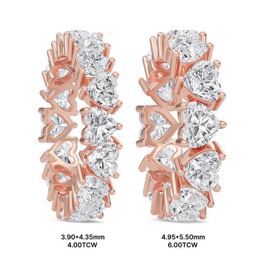 Briar Heart cut lab grown diamond Shared Prong Eternity band Rose Gold ring for women - elegant and sustainable jewelry by Wenoor
