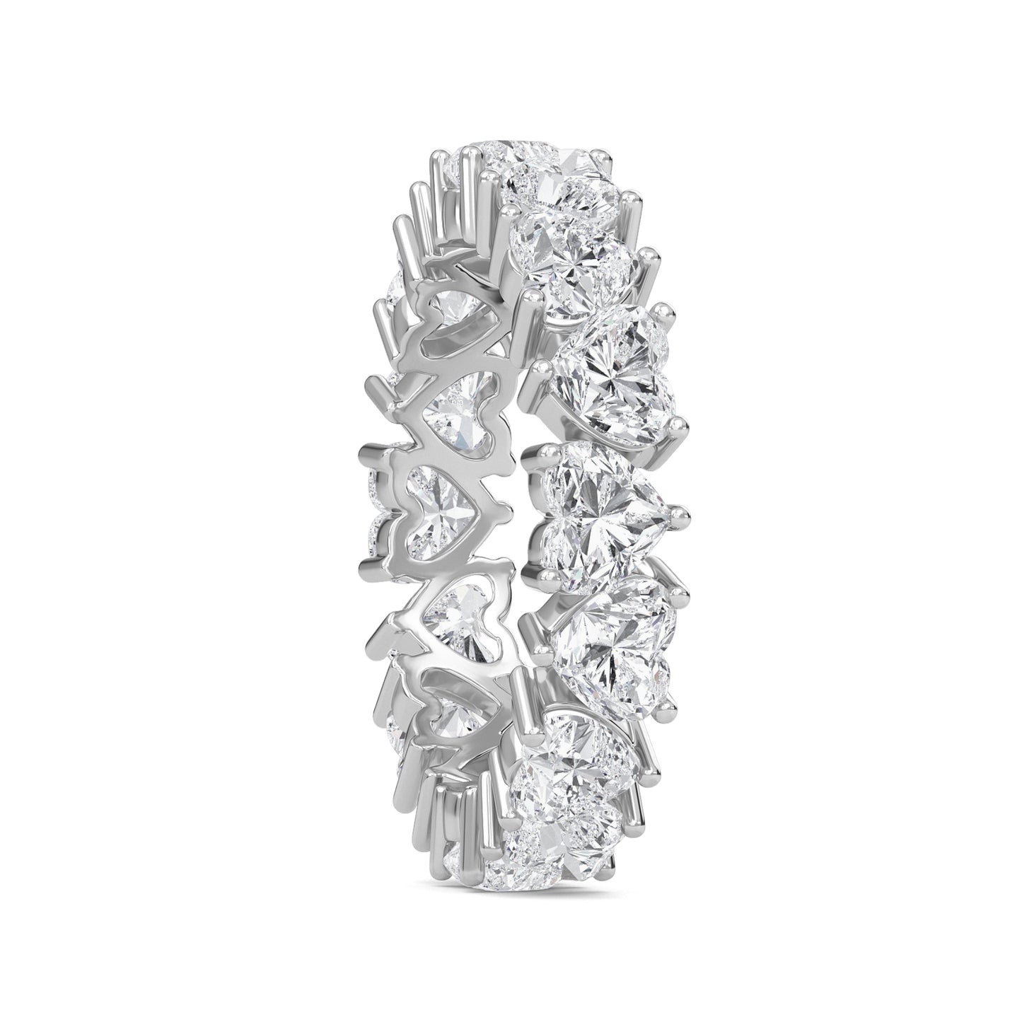 Briar Heart cut lab grown diamond Shared Prong Eternity band White Gold ring 4mm for women - elegant and sustainable jewelry by Wenoor