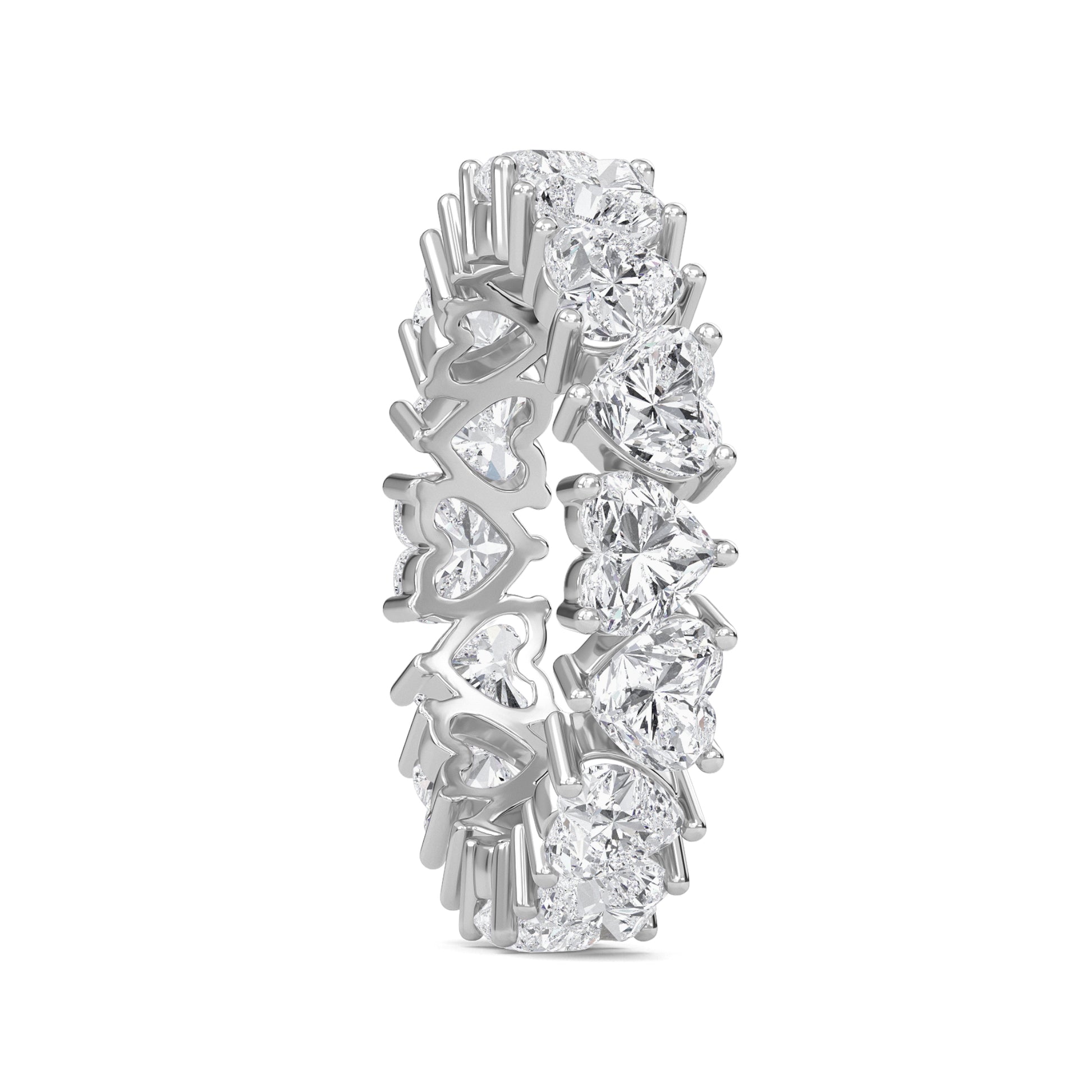 Briar Heart cut lab grown diamond Shared Prong Eternity band White Gold ring 4mm for women - elegant and sustainable jewelry by Wenoor