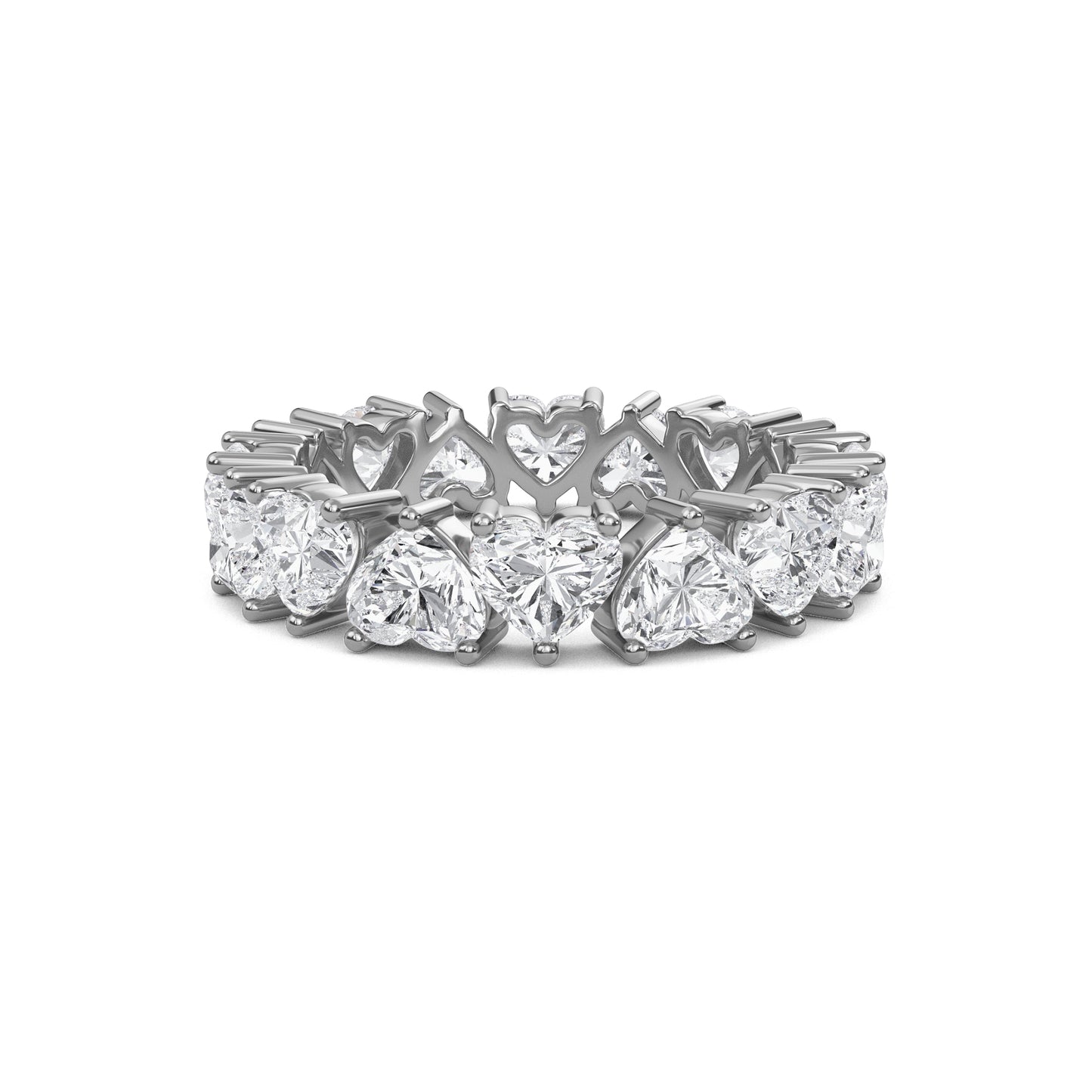 Briar Heart cut lab grown diamond Shared Prong Eternity band White Gold ring 4mm for women - elegant and sustainable jewelry by Wenoor