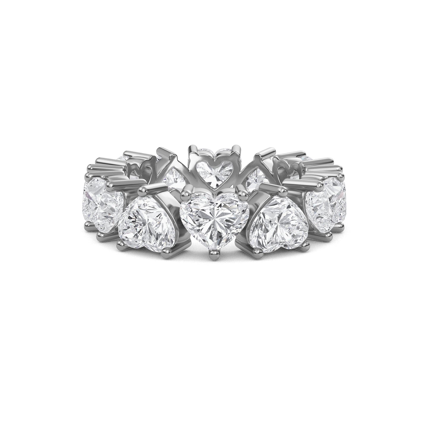 Briar Heart cut lab grown diamond Shared Prong Eternity band White Gold ring 5mm for women - elegant and sustainable jewelry by Wenoor