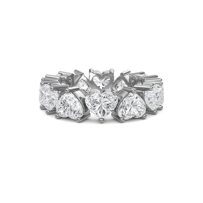 Briar Heart cut lab grown diamond Shared Prong Eternity band White Gold ring 5mm for women - elegant and sustainable jewelry by Wenoor