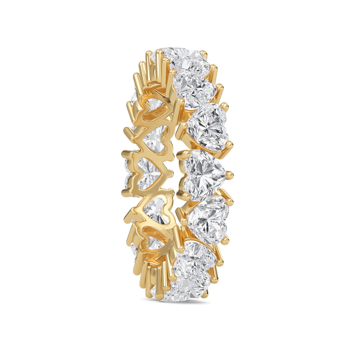Briar Heart cut lab grown diamond Shared Prong Eternity band Yellow Gold ring 4mm for women - elegant and sustainable jewelry by Wenoor