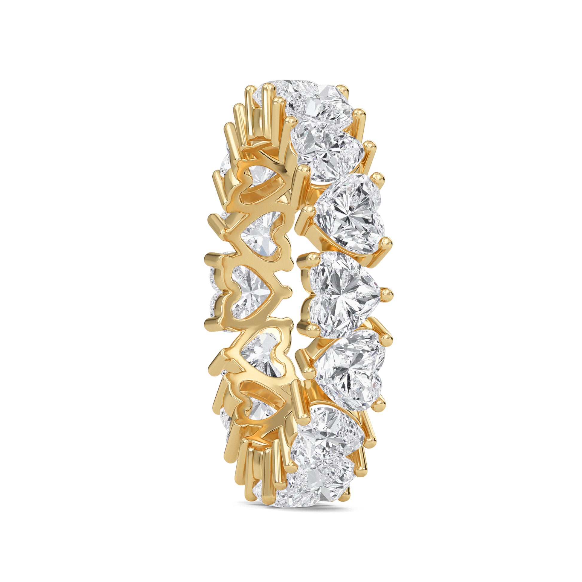 Briar Heart cut lab grown diamond Shared Prong Eternity band Yellow Gold ring 4mm for women - elegant and sustainable jewelry by Wenoor