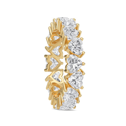 Briar Heart cut lab grown diamond Shared Prong Eternity band Yellow Gold ring 4mm for women - elegant and sustainable jewelry by Wenoor