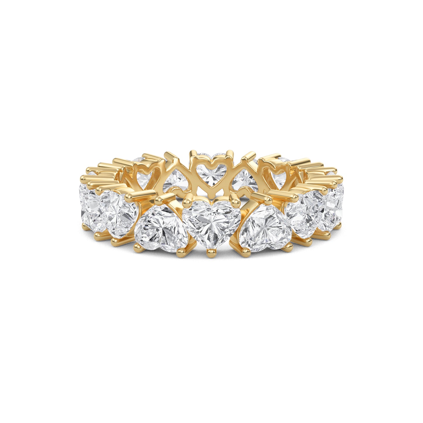 Briar Heart cut lab grown diamond Shared Prong Eternity band Yellow Gold ring 4mm for women - elegant and sustainable jewelry by Wenoor