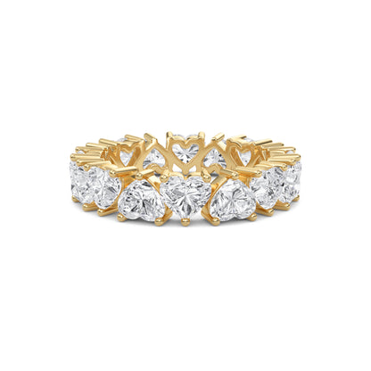 Briar Heart cut lab grown diamond Shared Prong Eternity band Yellow Gold ring 4mm for women - elegant and sustainable jewelry by Wenoor