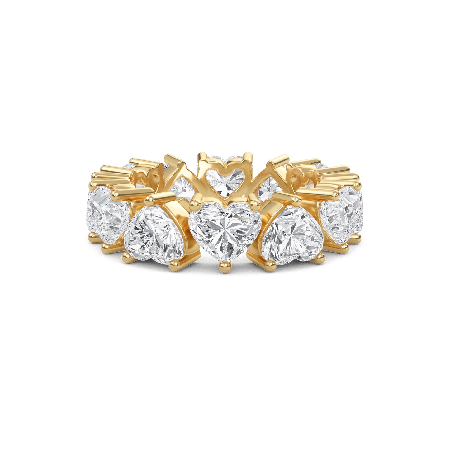 Briar Heart cut lab grown diamond Shared Prong Eternity band Yellow Gold ring 5mm for women - elegant and sustainable jewelry by Wenoor