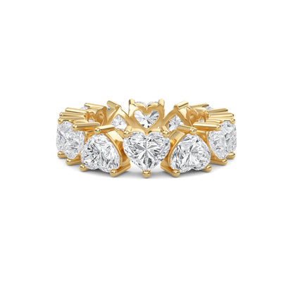 Briar Heart cut lab grown diamond Shared Prong Eternity band Yellow Gold ring 5mm for women - elegant and sustainable jewelry by Wenoor