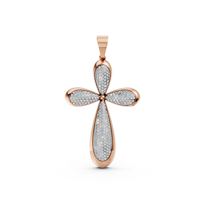 Christian lab-grown diamond Jesus cross pendant in 14K/18K Rose Gold for men and women