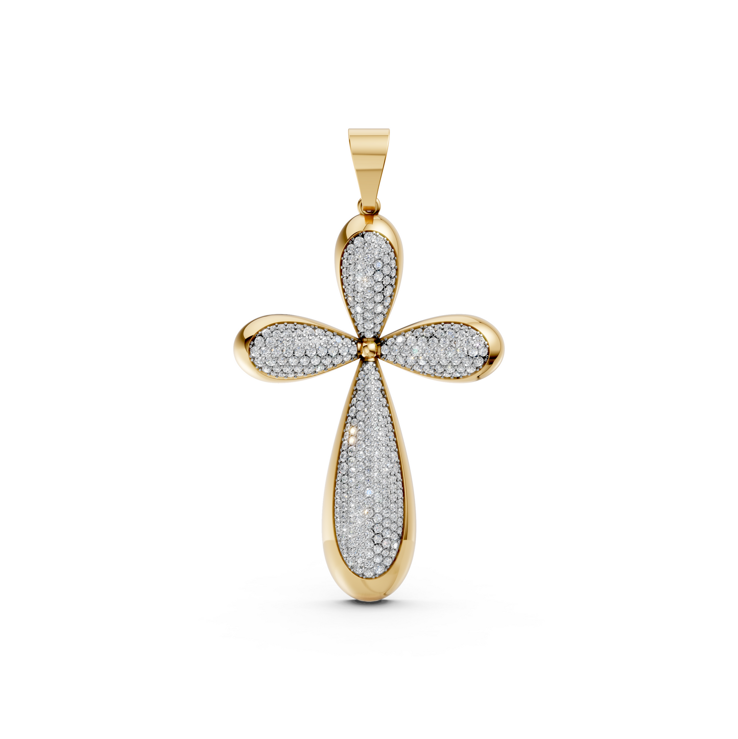 Christian lab-grown diamond Jesus cross pendant in 14K/18K Yellow Gold for men and women