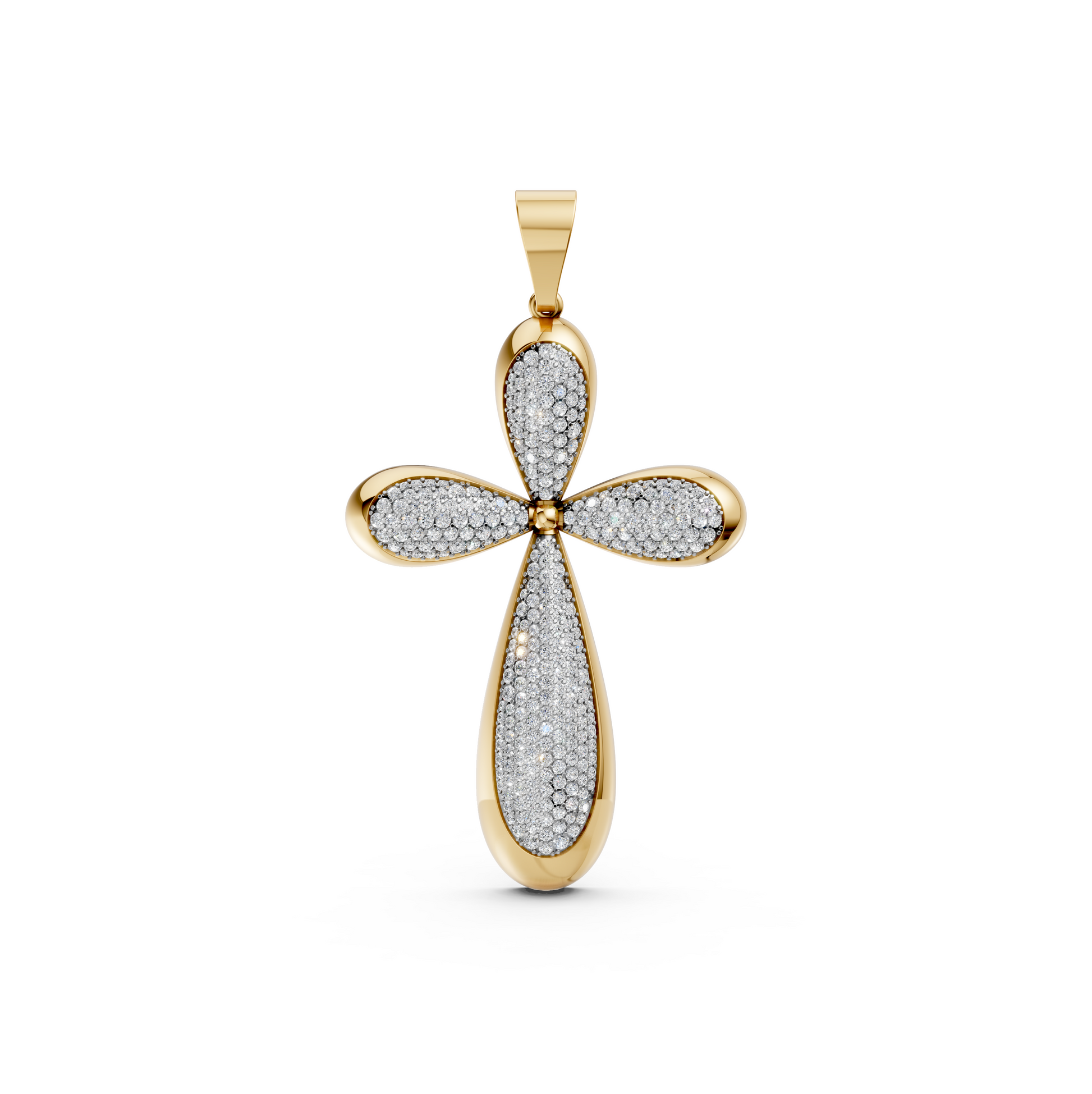 Christian lab-grown diamond Jesus cross pendant in 14K/18K Yellow Gold for men and women