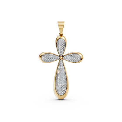 Christian lab-grown diamond Jesus cross pendant in 14K/18K Yellow Gold for men and women