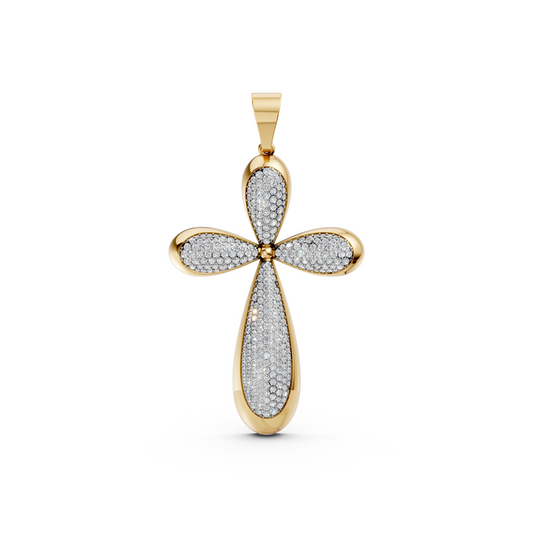 Christian lab-grown diamond Jesus cross pendant in 14K/18K Yellow Gold for men and women