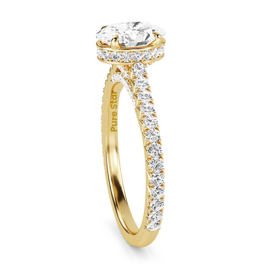 Modern oval diamond ring with a minimalist bezel setting, highlighting the stone's clean lines and fiery brilliance.