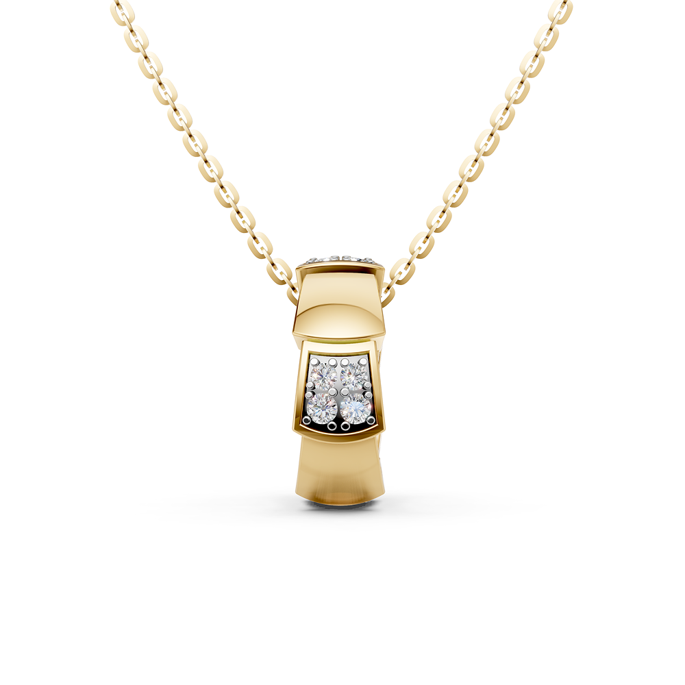 Destinee ring pendant Yellow Gold necklace with round lab-grown diamonds