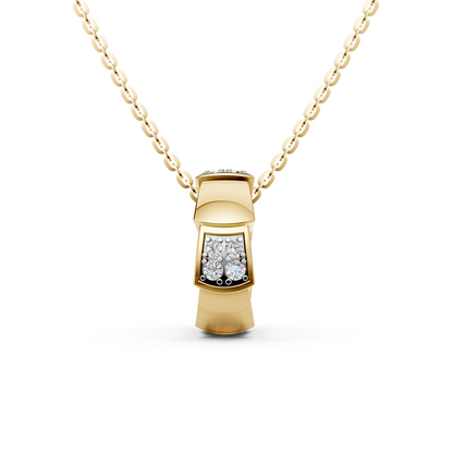 Destinee ring pendant Yellow Gold necklace with round lab-grown diamonds