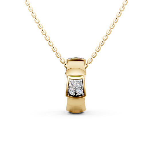 Destinee ring pendant Yellow Gold necklace with round lab-grown diamonds