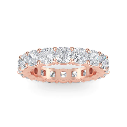Eden Cushion cut lab grown diamond Shared Prong Eternity band Rose gold ring for women - elegant and sustainable jewelry by Wenoor
