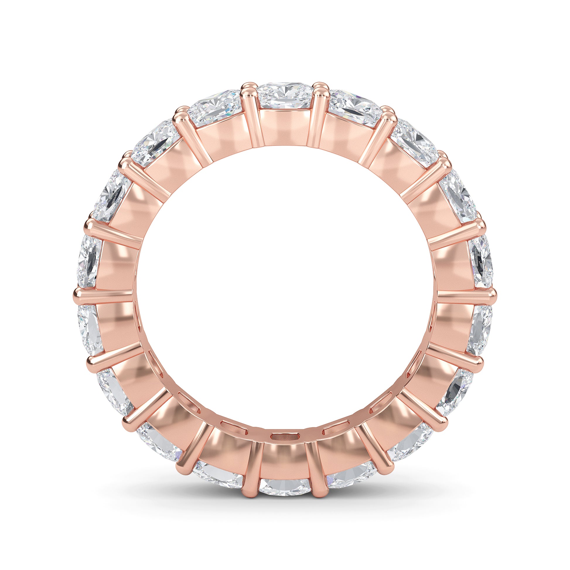 Eden Cushion cut lab grown diamond Shared Prong Eternity band Rose gold ring for women - elegant and sustainable jewelry by Wenoor