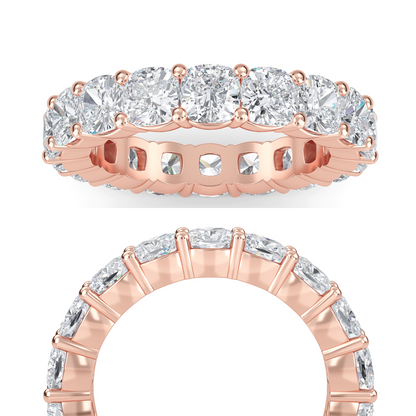 Eden Cushion cut lab grown diamond Shared Prong Eternity band Rose gold ring for women - elegant and sustainable jewelry by Wenoor