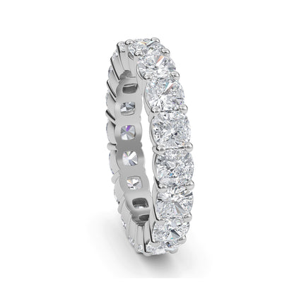 Eden Cushion cut lab grown diamond Shared Prong Eternity band White gold ring for women - elegant and sustainable jewelry by Wenoor