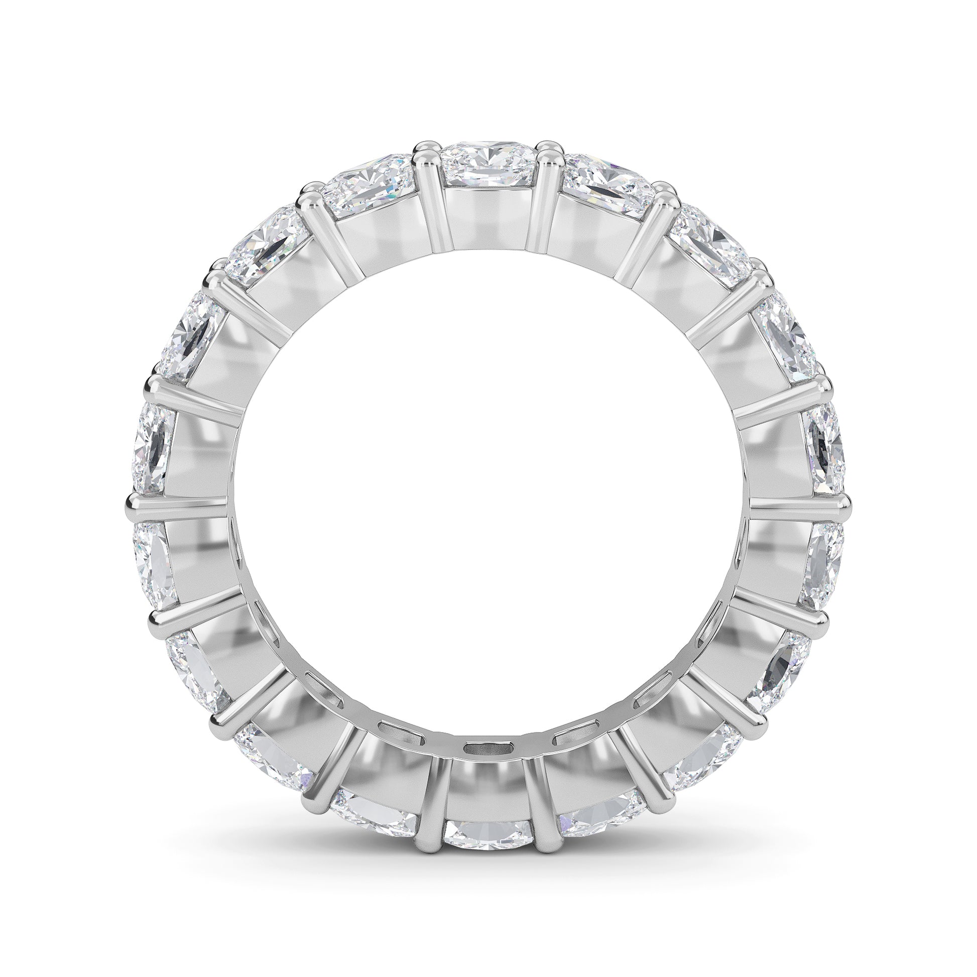 Eden Cushion cut lab grown diamond Shared Prong Eternity band White gold ring for women - elegant and sustainable jewelry by Wenoor