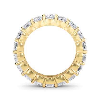 Eden Cushion cut lab grown diamond Shared Prong Eternity band Yellow gold ring for women - elegant and sustainable jewelry by Wenoor