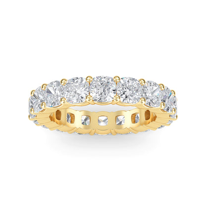 Eden Cushion cut lab grown diamond Shared Prong Eternity band Yellow gold ring for women - elegant and sustainable jewelry by Wenoor