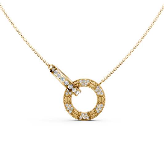 Emma Interlocking circle love pendant necklace with lab-grown diamonds in 14K gold