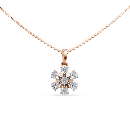 Floral Minimal Dainty Pendant Necklace with Round Lab-Grown Diamonds