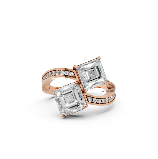 Asscher and Lab Diamond Toi et Moi Rings Collection – Ethical Engagement Rings