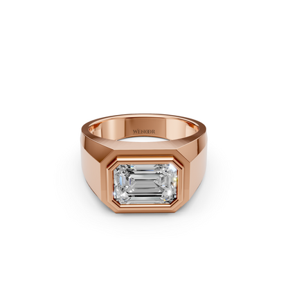 Hand Model Wearing Rose Gold Solitaire Ring with Lab Grown Emerald Diamond