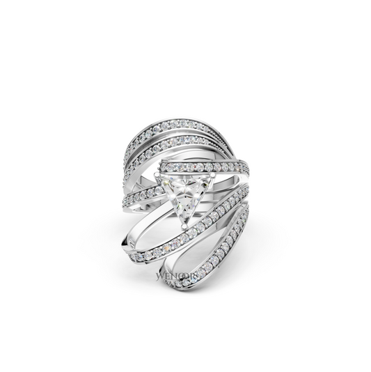 Modern Triangle Cut Lab Diamond Eternity Ring for Women - 14K White Gold