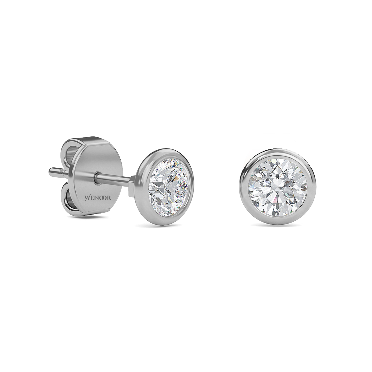 Round Cut Lab Grown Diamond Bezel Stud Earrings in Gold