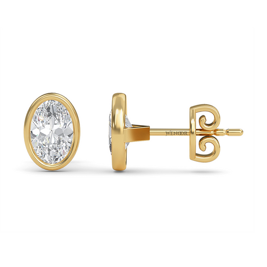 Lab Created Oval Diamond Studs – Flattering Bezel Design for Oval Face Shapes