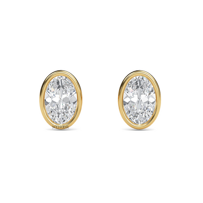 Lab Created Oval Diamond Studs – Flattering Bezel Design for Oval Face Shapes