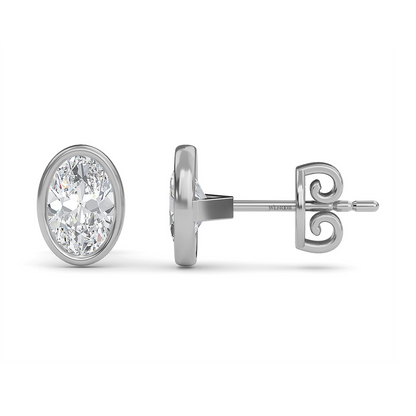 Lab Created Oval Diamond Studs – Flattering Bezel Design for Oval Face Shapes