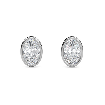 Lab Created Oval Diamond Studs – Flattering Bezel Design for Oval Face Shapes