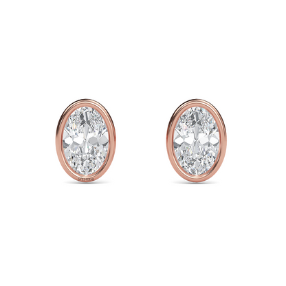 Lab Created Oval Diamond Studs – Flattering Bezel Design for Oval Face Shapes