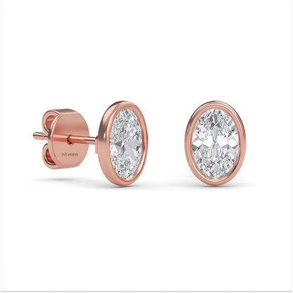 Lab Created Oval Diamond Studs – Flattering Bezel Design for Oval Face Shapes