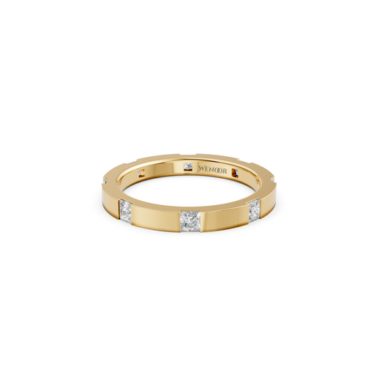 Princess cut lab ruby eternity wedding band in solid gold