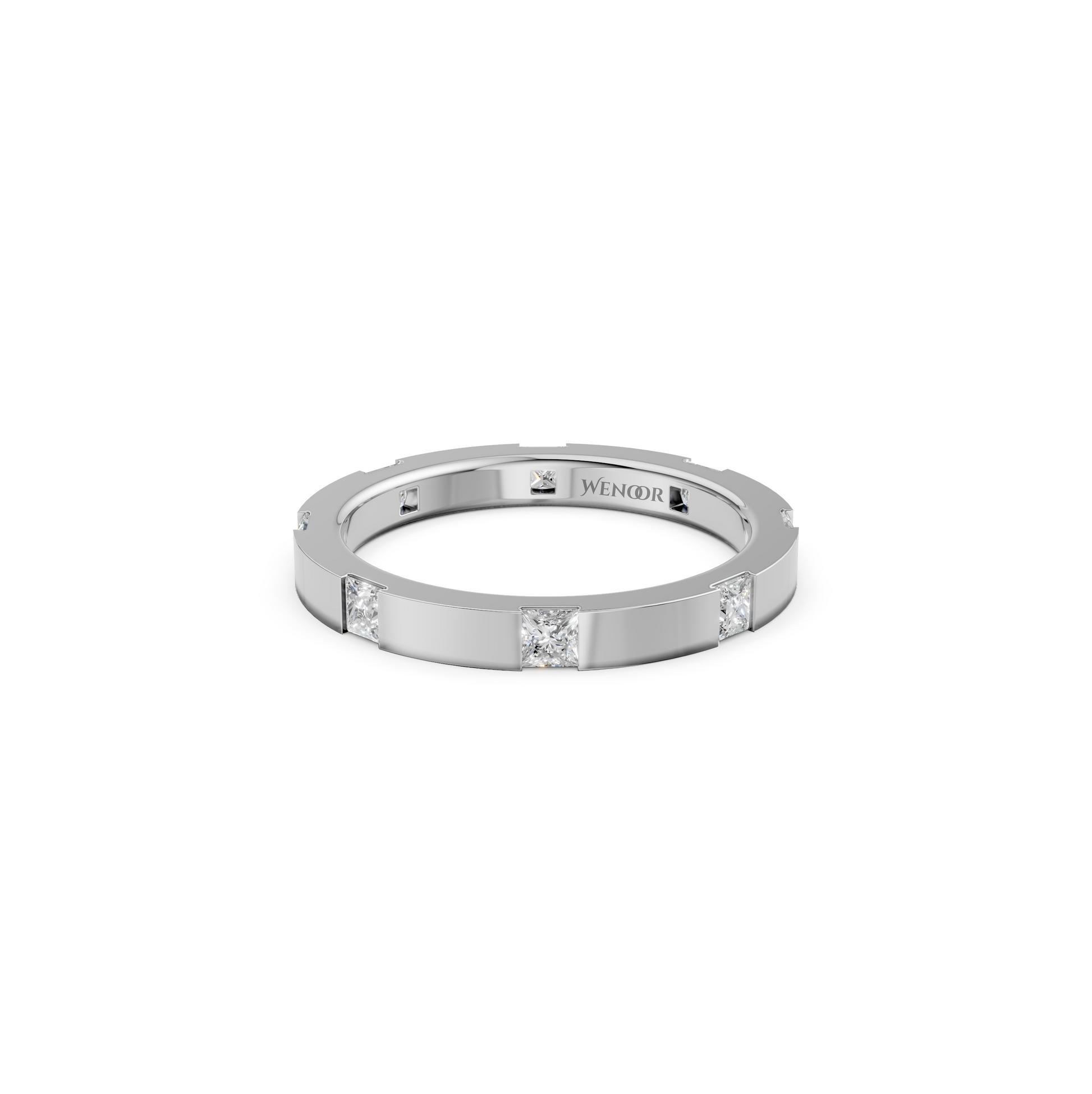 Princess cut lab ruby eternity wedding band in solid gold