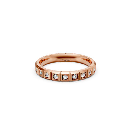 14K gold eternity ring with round diamonds And bezel setting for Wedding Ring