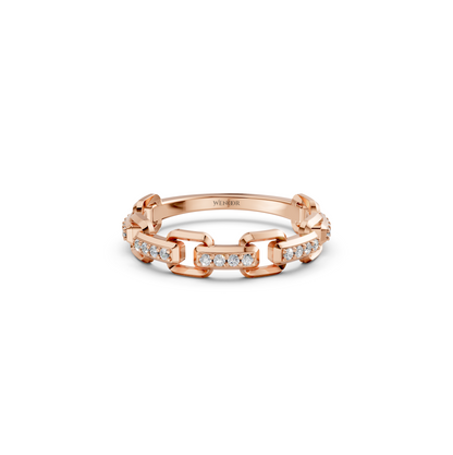 Modern Chain Link Wedding Band with Lab Grown Diamonds – 10K/14K/18K Gold Unisex Eternity Ring