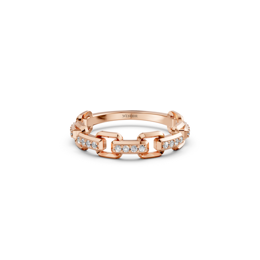Modern Chain Link Wedding Band with Lab Grown Diamonds – 10K/14K/18K Gold Unisex Eternity Ring