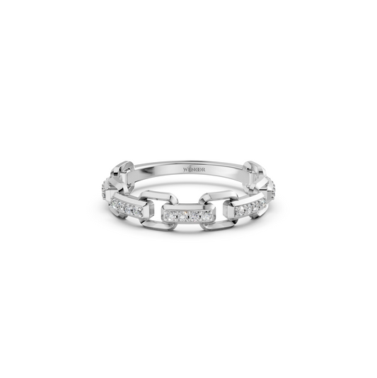 Modern Chain Link Wedding Band with Lab Grown Diamonds – 10K/14K/18K Gold Unisex Eternity Ring