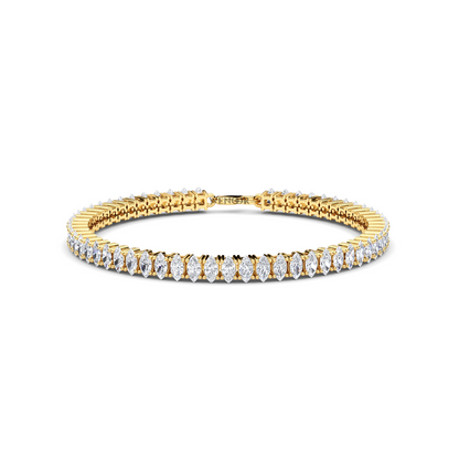 Luxury Marquise Diamond Tennis Bracelet Gift - Lab Grown, 18K Gold